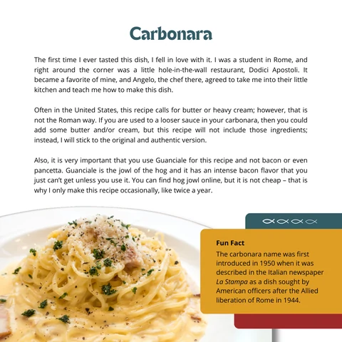 Carbonara, sample from In the Kitchen with Padre