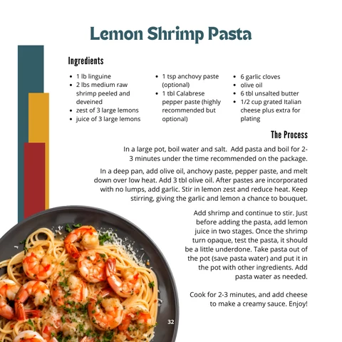 Lemon Shrimp Pasta, sample from In the Kitchen with Padre