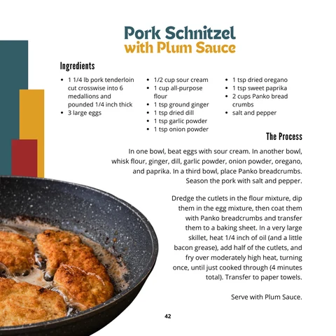 Pork Schnitzel with Plum Sauce, sample from In the Kitchen with Padre