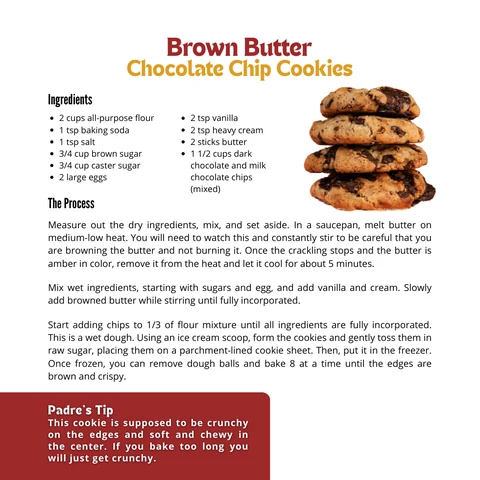 Brown Butter Chocolate Chip Cookies, sample from In the Kitchen with Padre